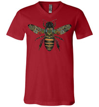 Load image into Gallery viewer, Colored Honeybee - Canvas Unisex V-Neck T-Shirt