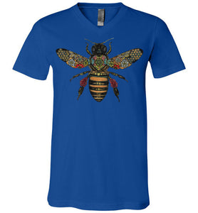 Colored Honeybee - Canvas Unisex V-Neck T-Shirt