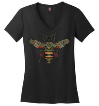 Load image into Gallery viewer, Colored Honeybee - District Made Ladies Perfect Weight V-Neck