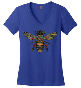 Colored Honeybee - District Made Ladies Perfect Weight V-Neck